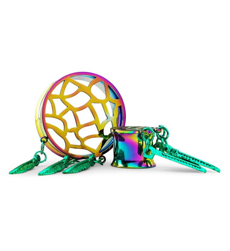 Rainbow Dreamcatcher Tunnel Plugs
