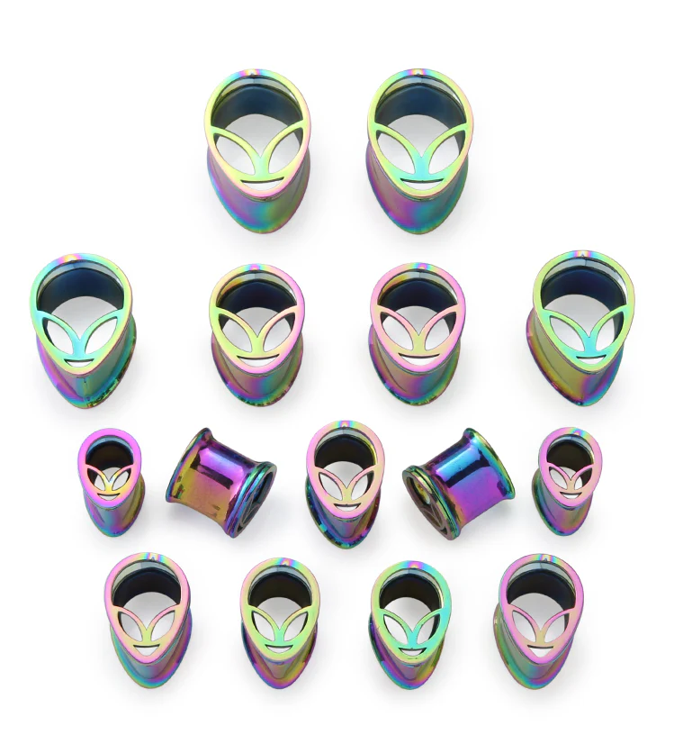 Rainbow PVD Alien Stainless Steel Teardrop Tunnels - Image 3