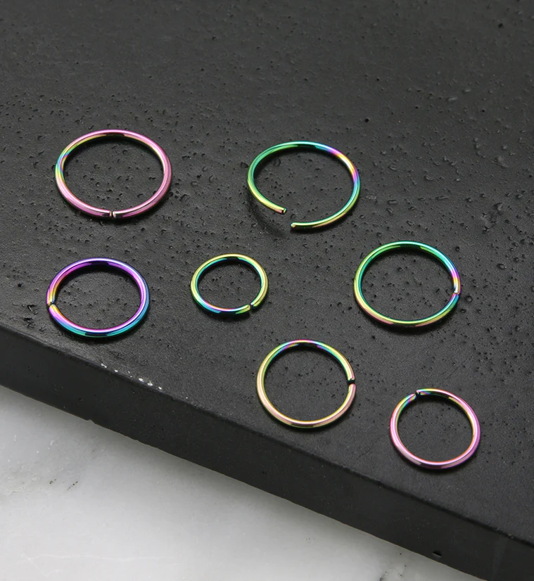 Rainbow PVD Titanium Annealed Seamless Hoop Ring - Image 2