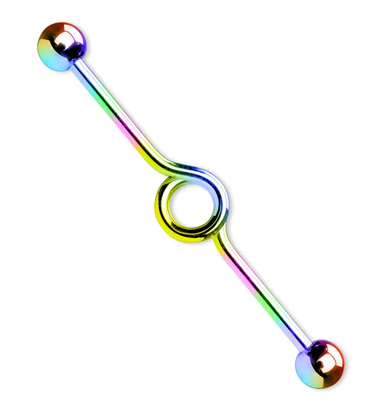 Rainbow PVD Crossway Industrial Barbell