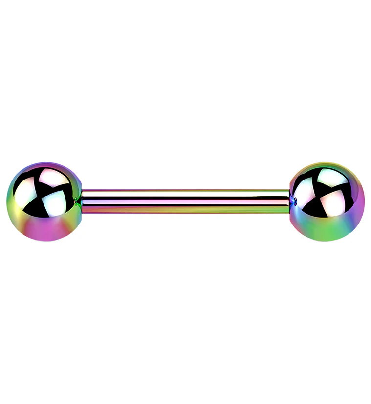 Rainbow PVD Double Ball Titanium Barbell