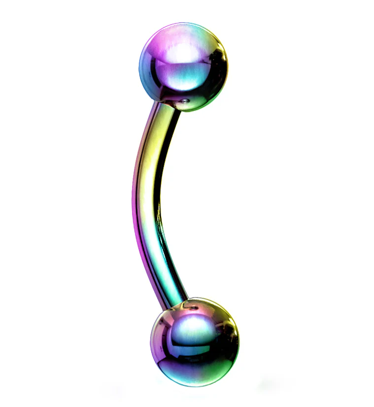 Rainbow PVD Plated Curved Barbell