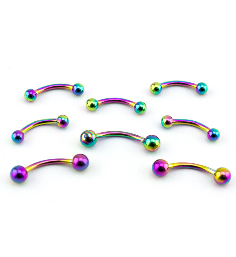 Rainbow PVD Plated Curved Barbell - Image 3