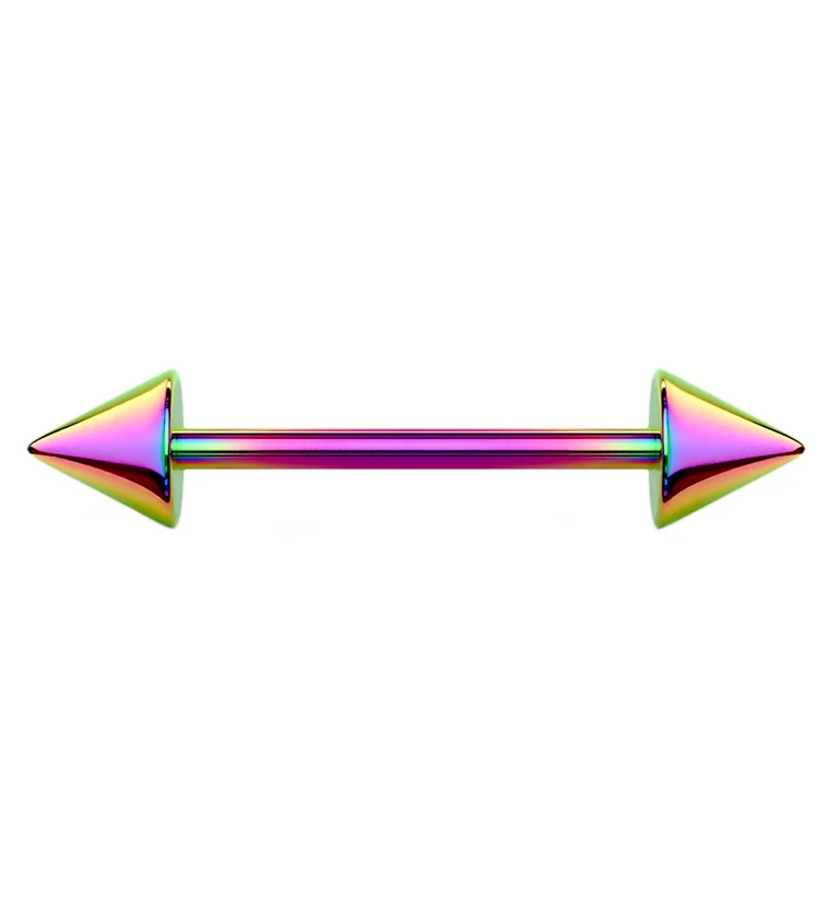 Rainbow PVD Spike Stainless Steel Barbell