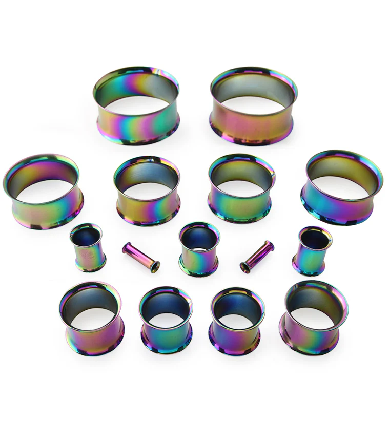 Rainbow PVD Stainless Steel Double Flare Tunnels - Image 3