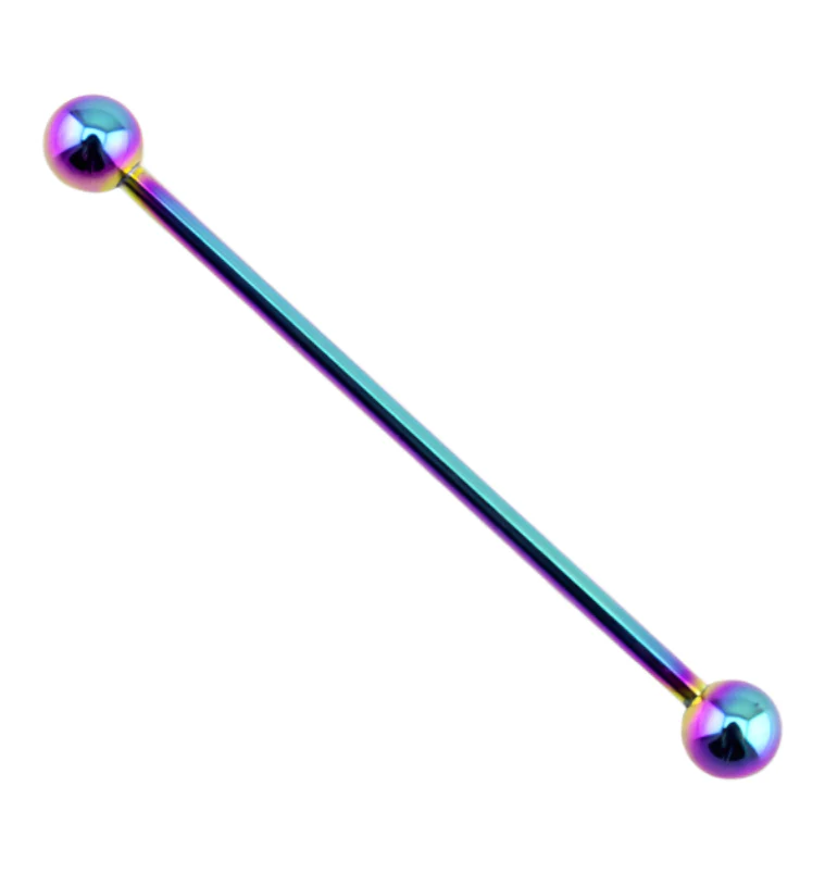 Rainbow PVD Stainless Steel Industrial Barbell
