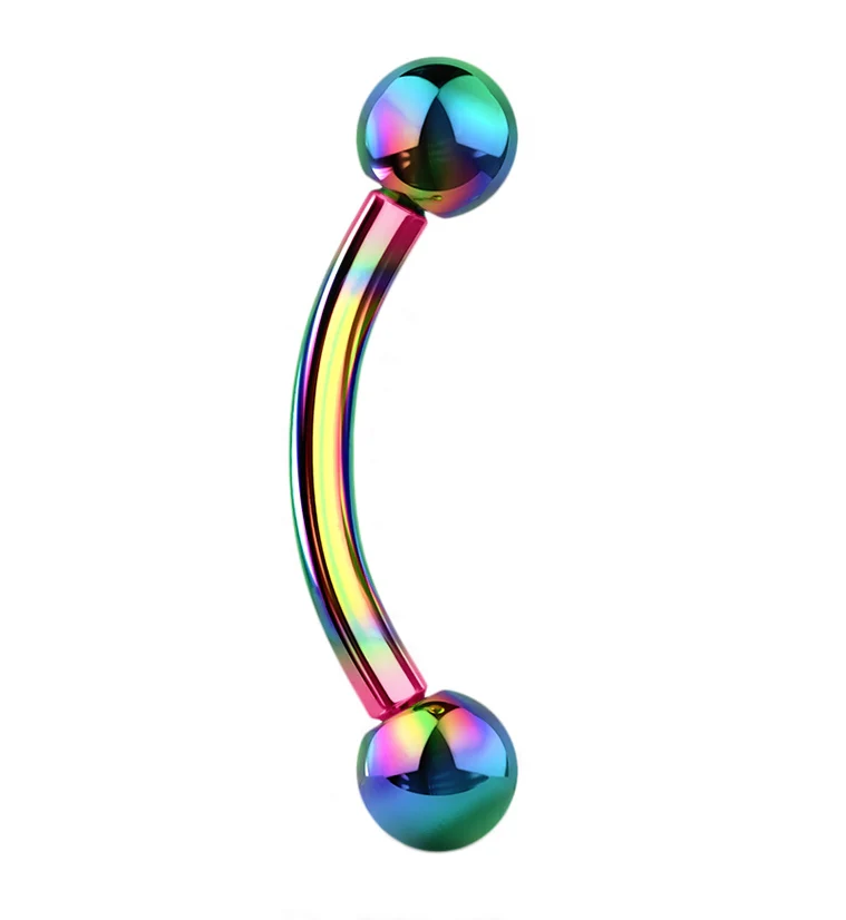 Rainbow PVD Titanium Curved Barbell
