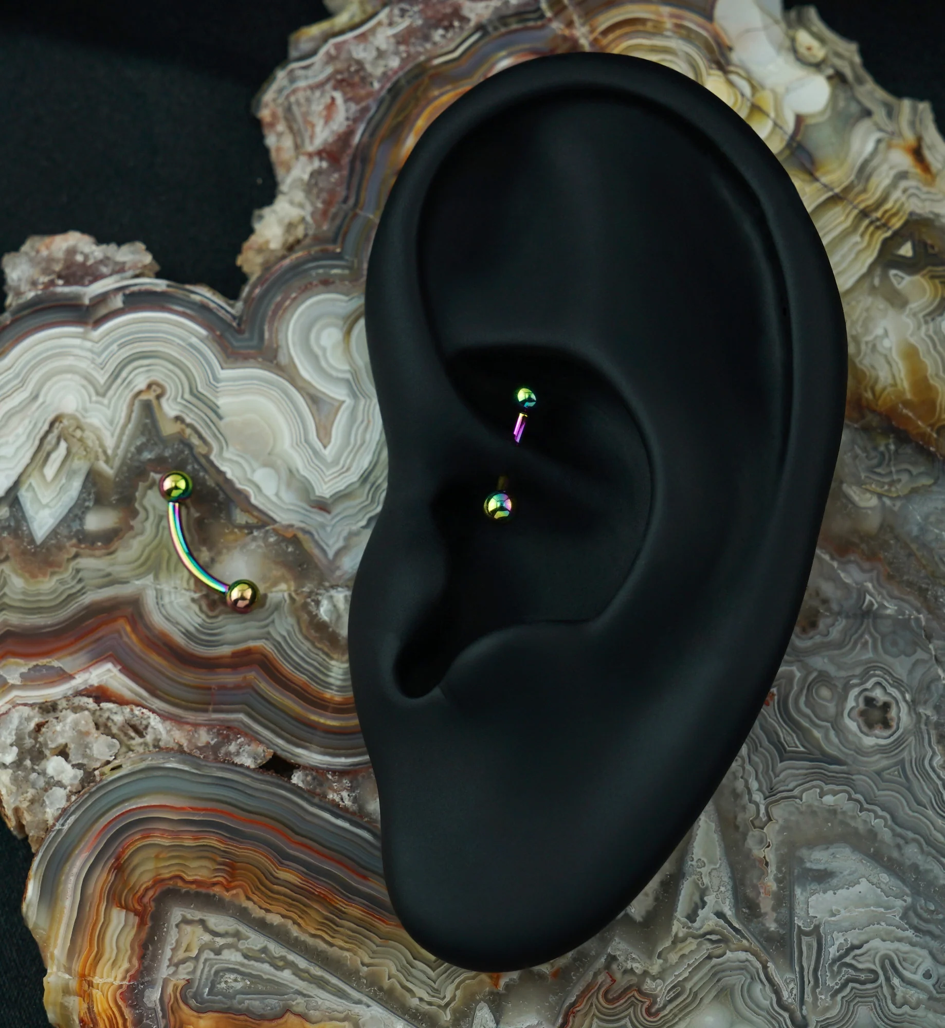 Rainbow PVD Titanium Curved Barbell - Image 2