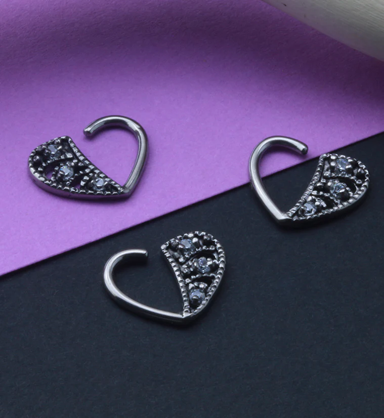 Rank Heart Hoop Daith Ring - Image 3