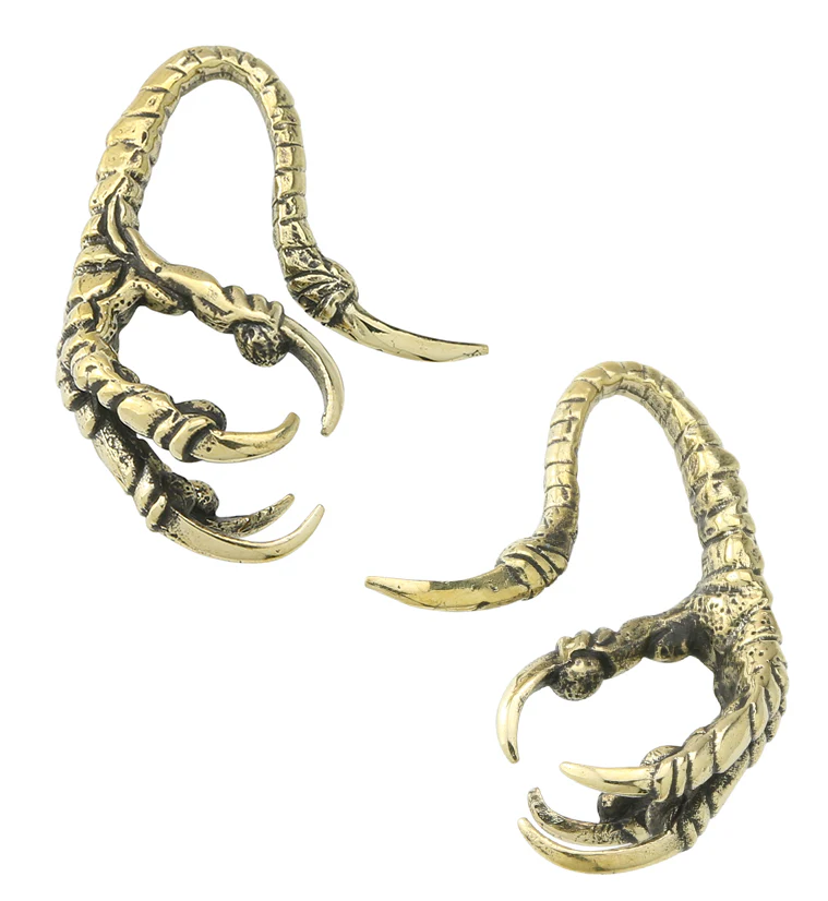 Raven Claw Brass Ear Weights