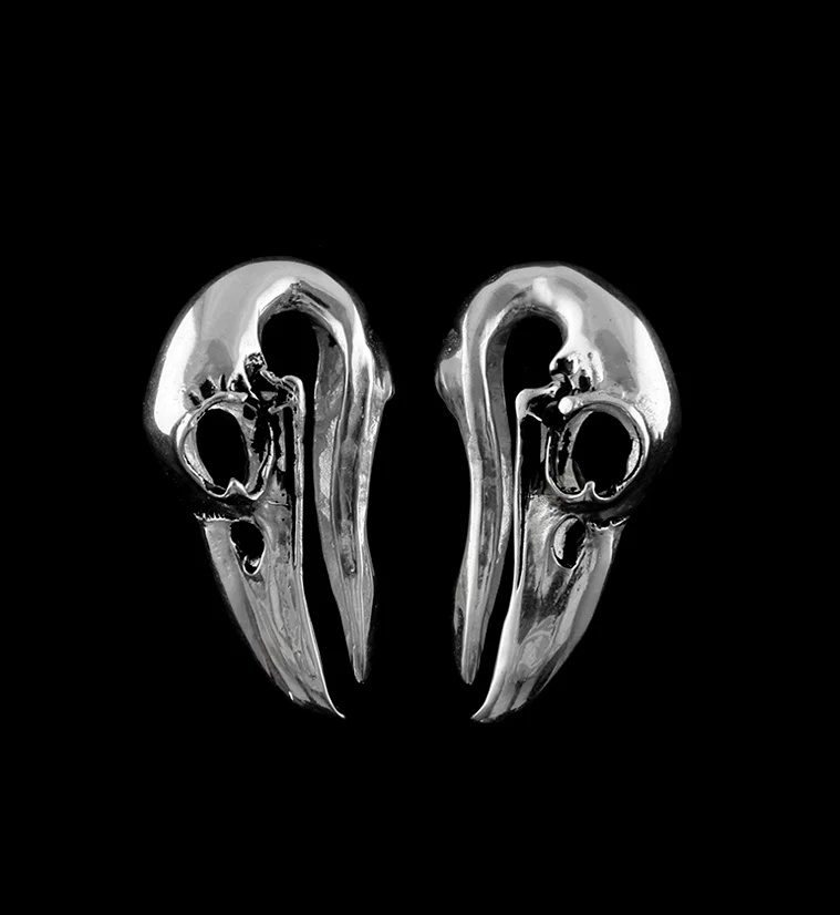 Raven White Brass Ear Weights