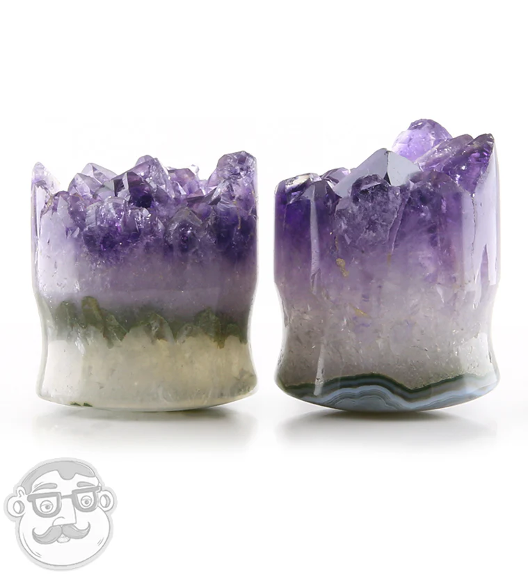 Raw Amethyst Plugs 1 Inch (25mm) LONGER v2
