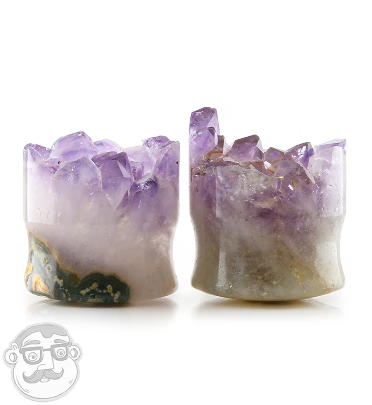 Raw Amethyst Plugs 1 Inch (25mm) Version 13