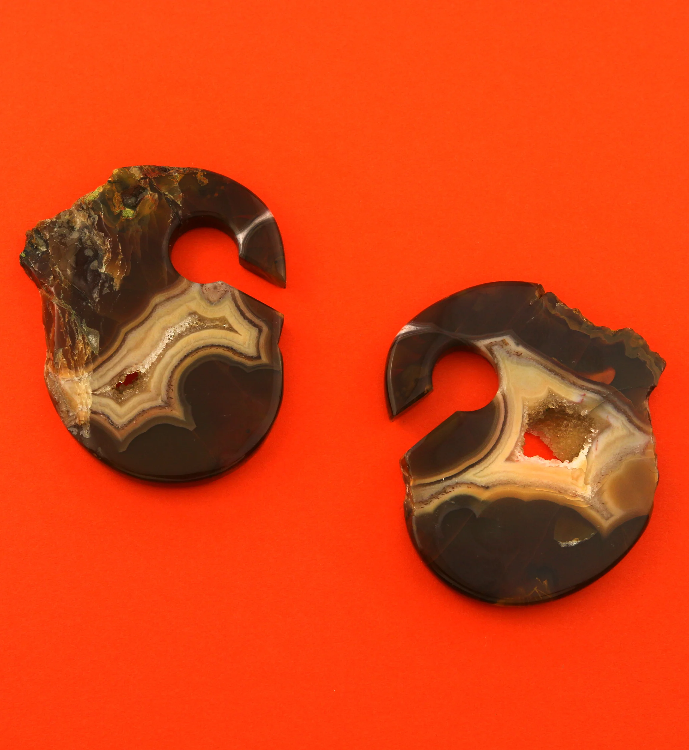 Raw Slice Agate Stone Keyhole Ear Weights Version 6 - Image 2