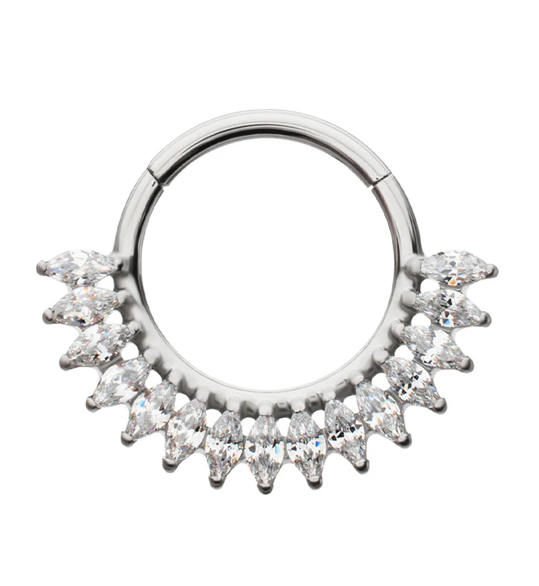 Cutlass Clear CZ Titanium Hinged Segment Ring