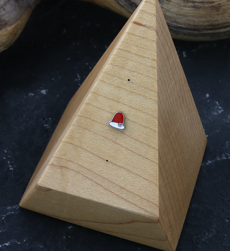Red and White Bell CZ Threadless Titanium Top - Image 2