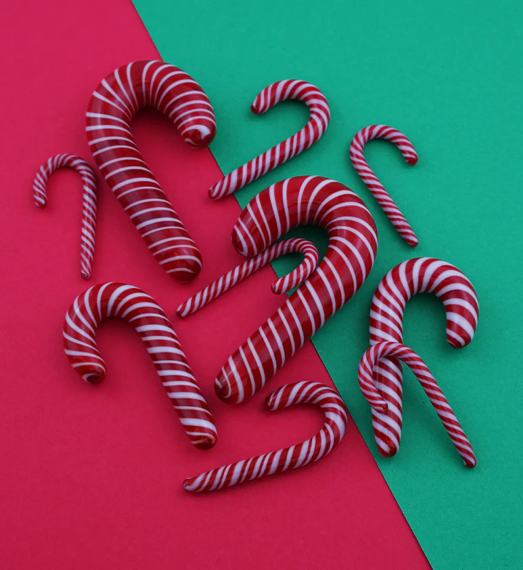 Red And White Candy Cane Glass Ear Hangers - Image 4