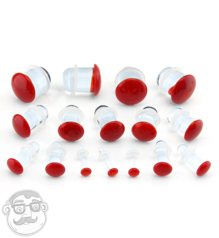 Red Color Front Single Flare Glass Plugs - Image 2
