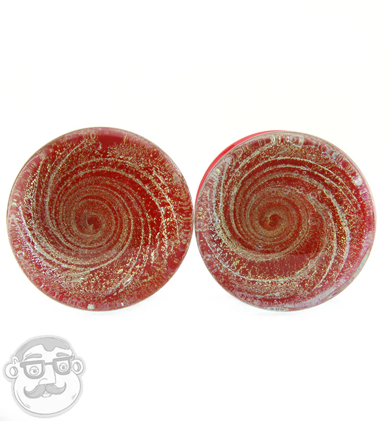 Red Cosmic Spiral Glass Plugs - Image 3