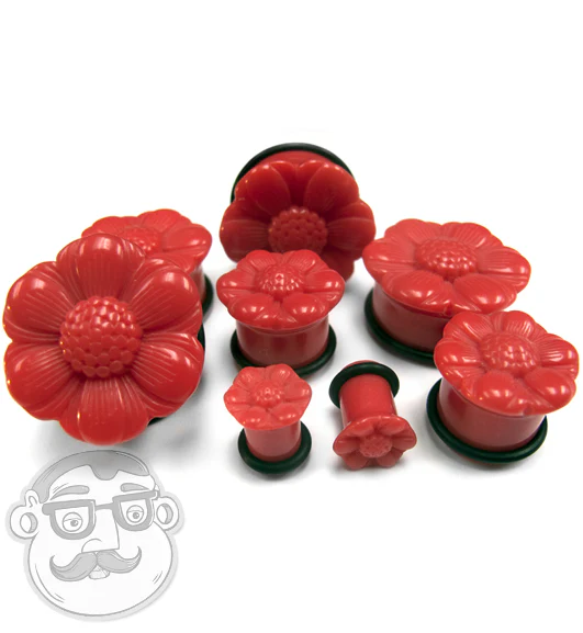 Red Flower Petal Plugs - Single Flare - Image 2