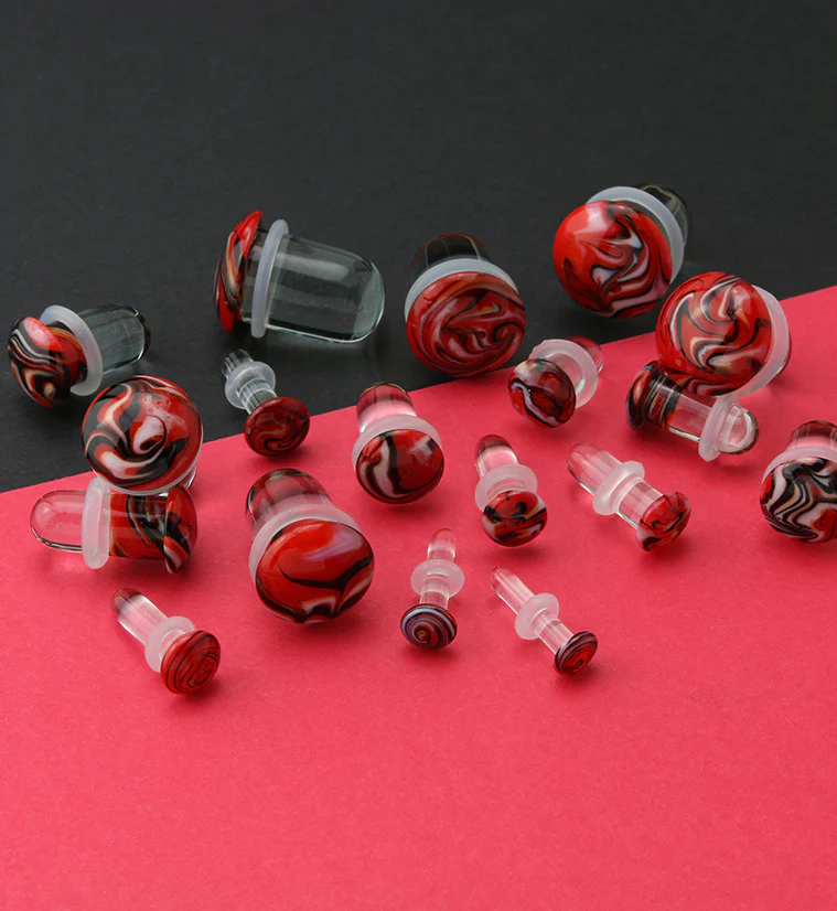 Red Haze Single Flare Glass Plugs - Image 3
