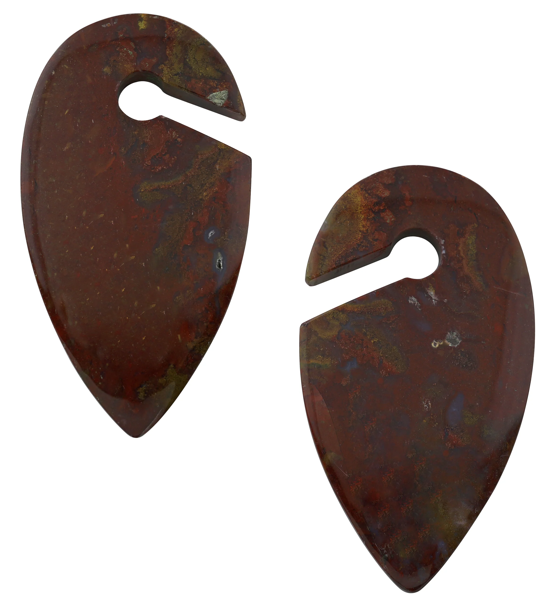 Red Moss Agate Stone Keyhole Ear Weights - Image 3