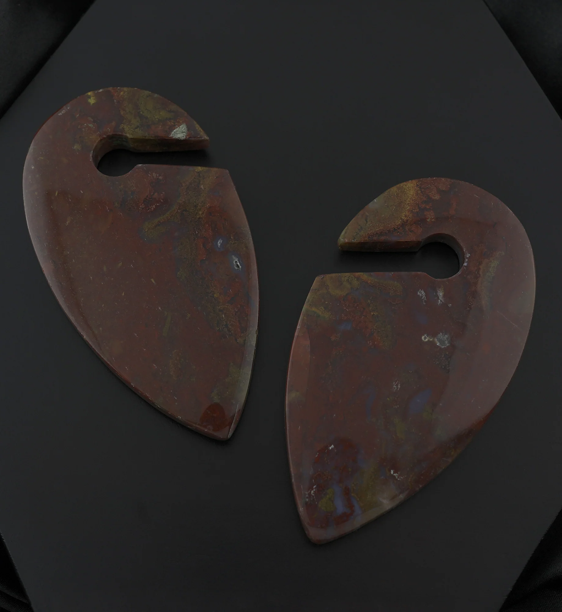Red Moss Agate Stone Keyhole Ear Weights - Image 4