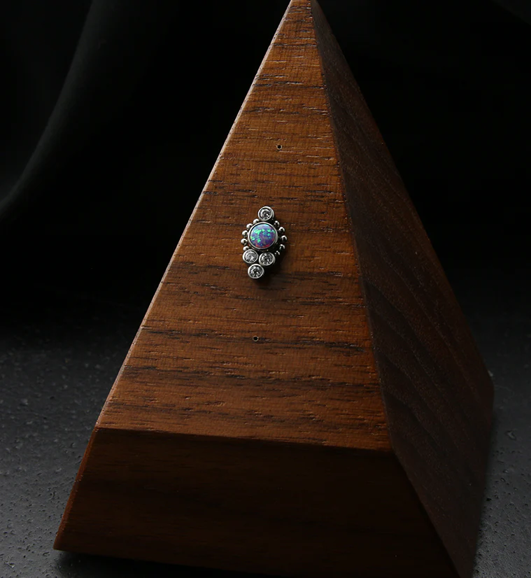 Regal Purple Opalite Clear CZ Titanium Threadless Top - Image 2