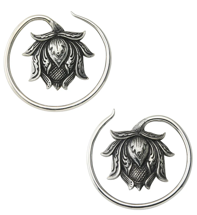 Resting Lotus White Brass Ear Weights