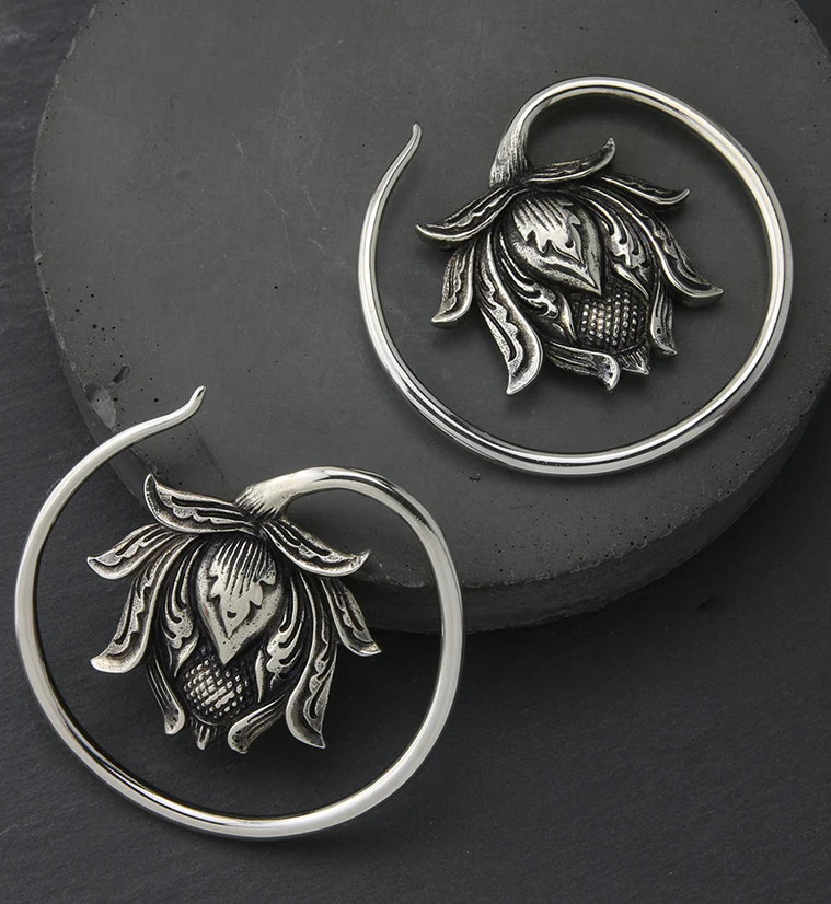 Resting Lotus White Brass Ear Weights - Image 2