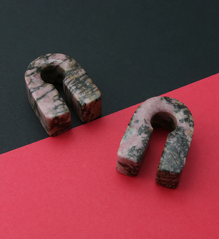 Rhodonite Stone Key Square Ear Weights - Image 2