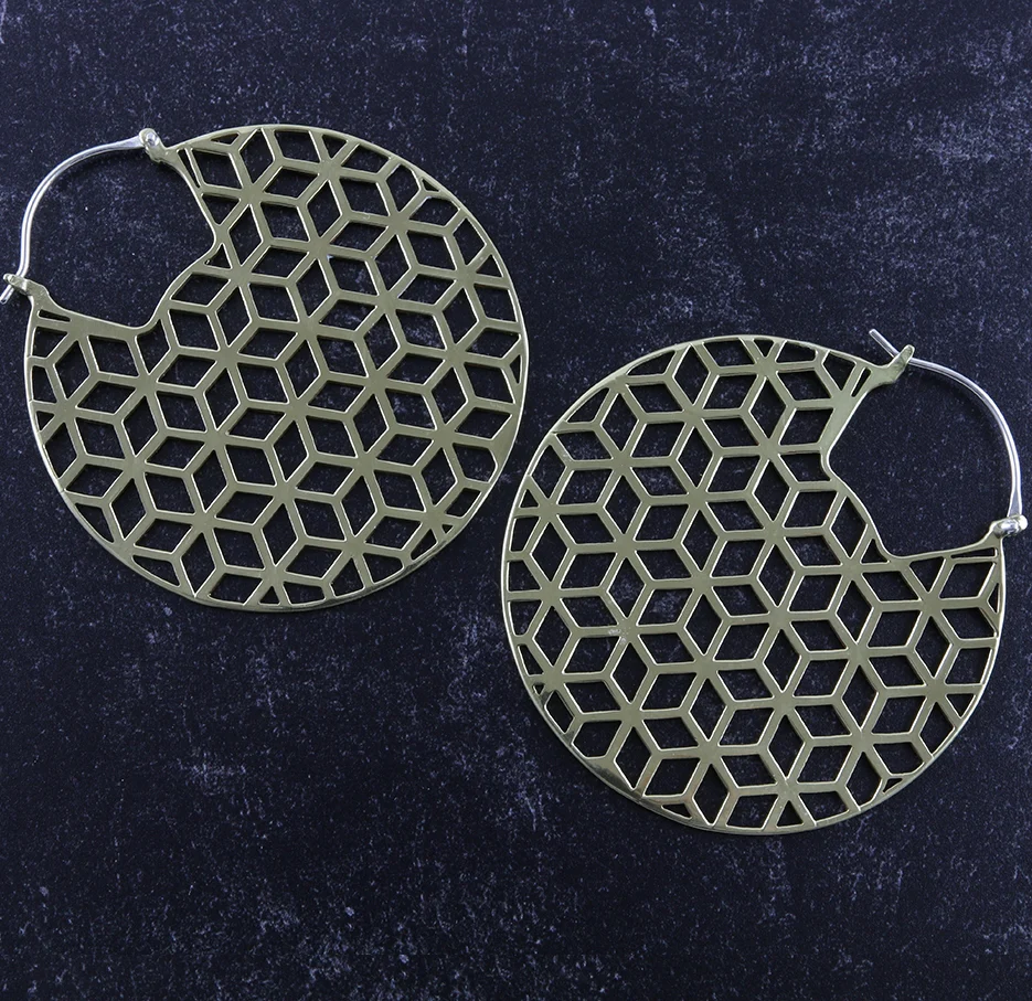 Rhombi Brass Earrings - Weights - Image 2