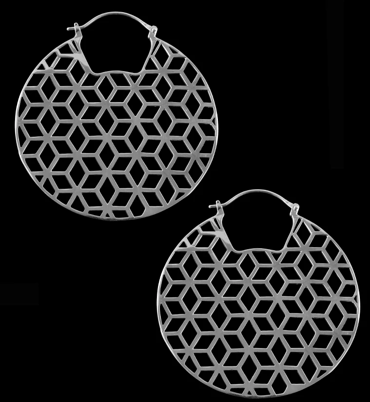 Rhombi White Brass Earrings - Weights
