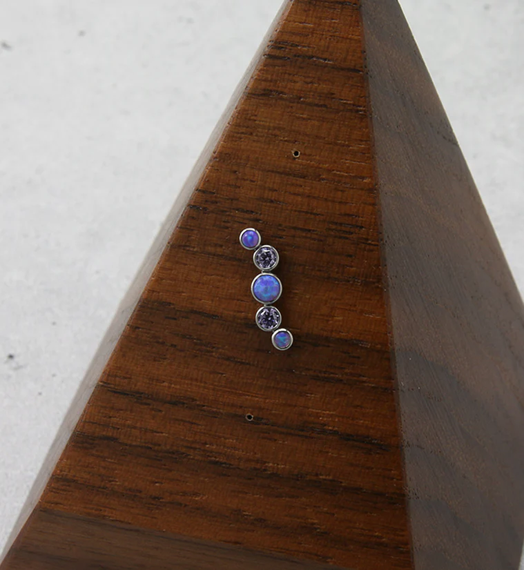 Ripple Amethyst CZ and Purple Opalite Threadless Titanium Top - Image 2