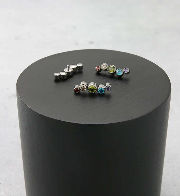 Ripple Rainbow CZ Internally Threaded Titanium Top - Image 2