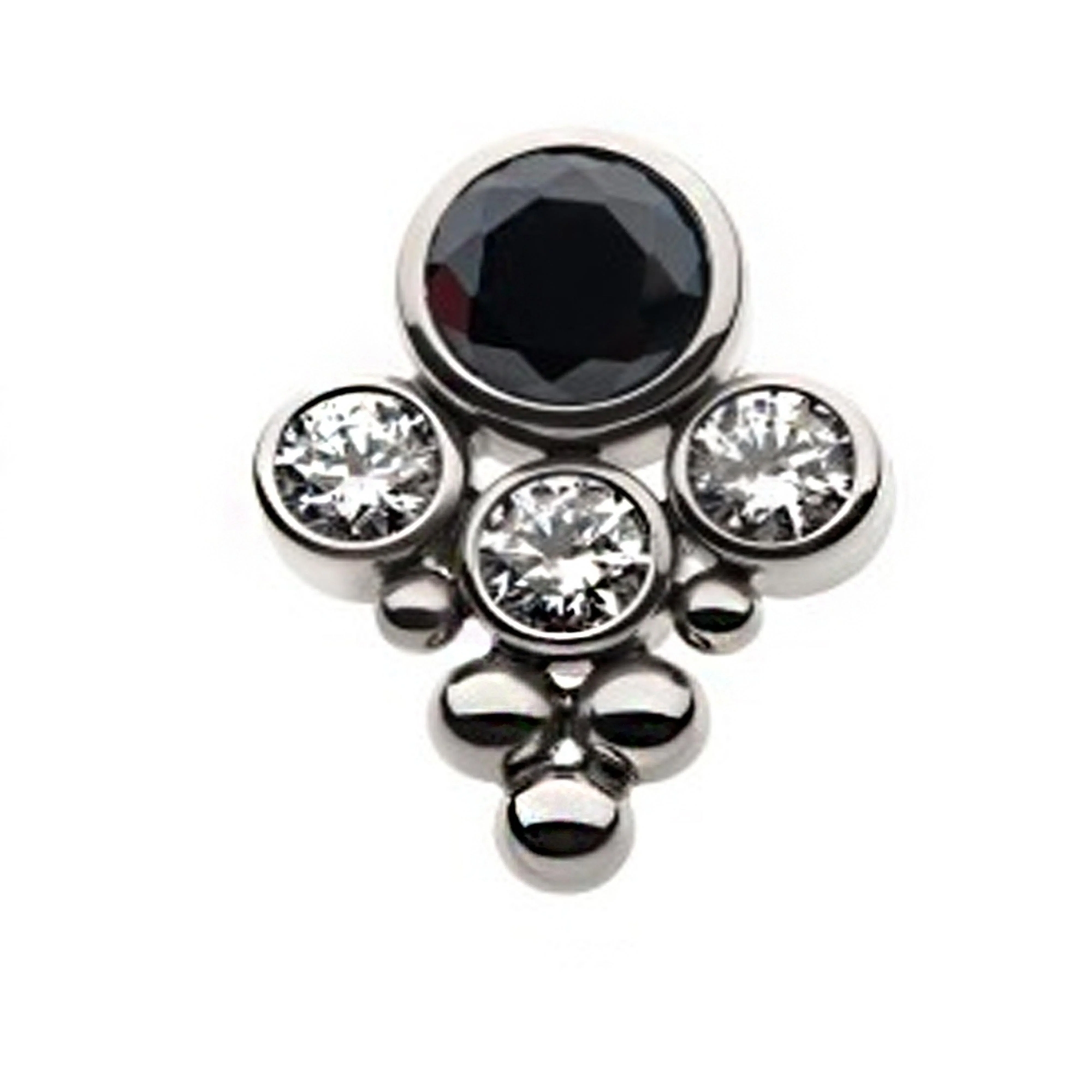 Rival Black & Clear CZ Titanium Threadless Top