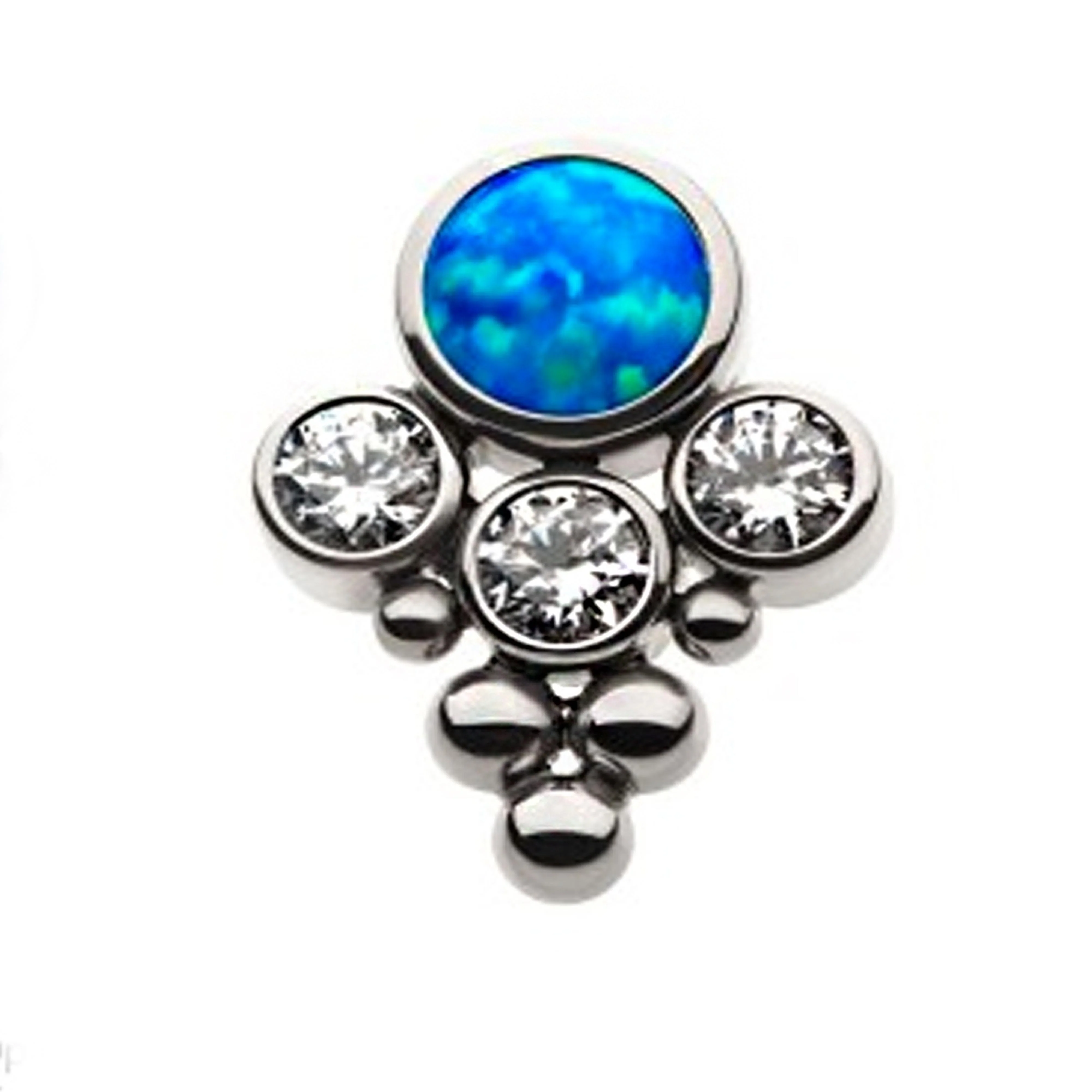 Rival Blue Opalite X Clear CZ Titanium Threadless Top