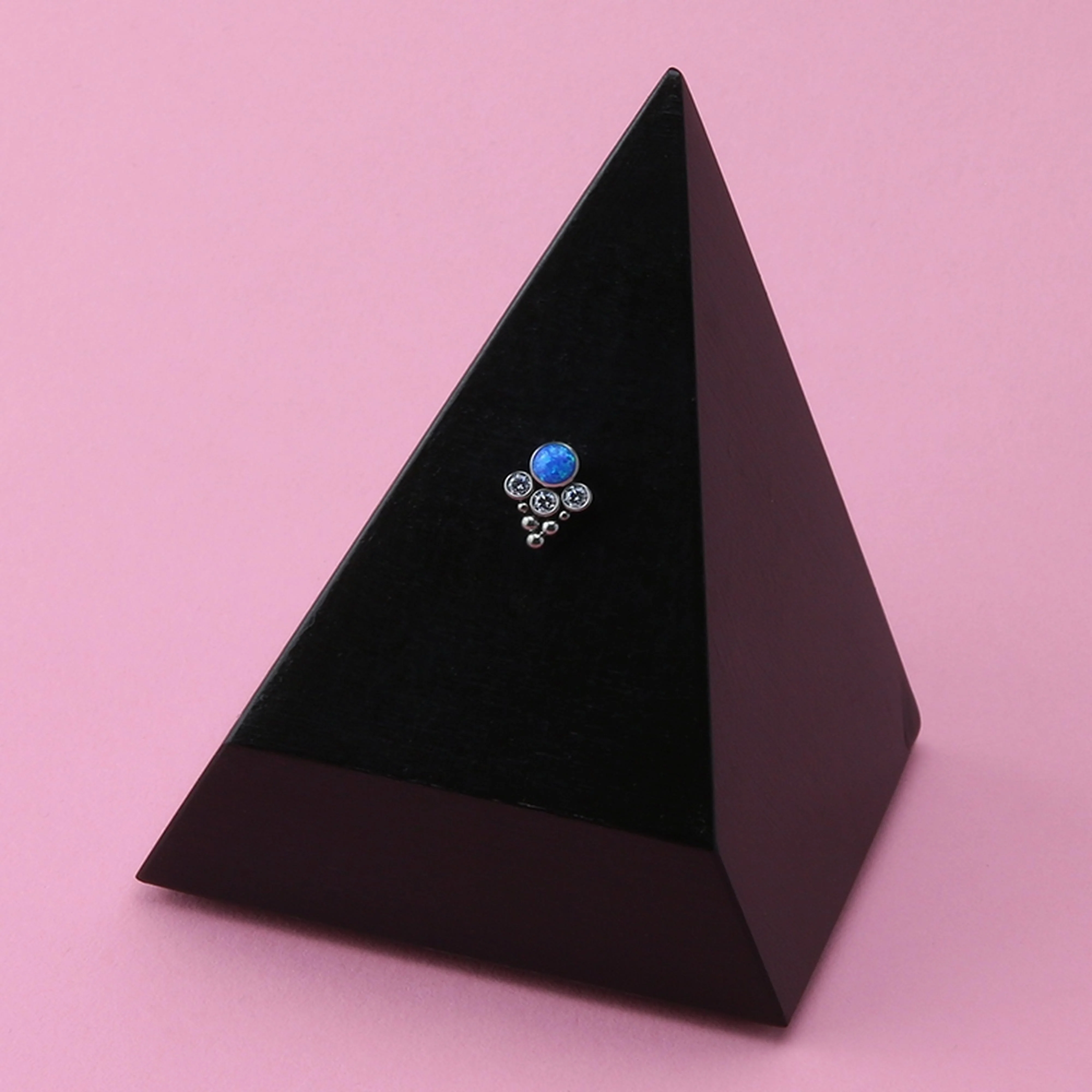 Rival Blue Opalite X Clear CZ Titanium Threadless Top - Image 3