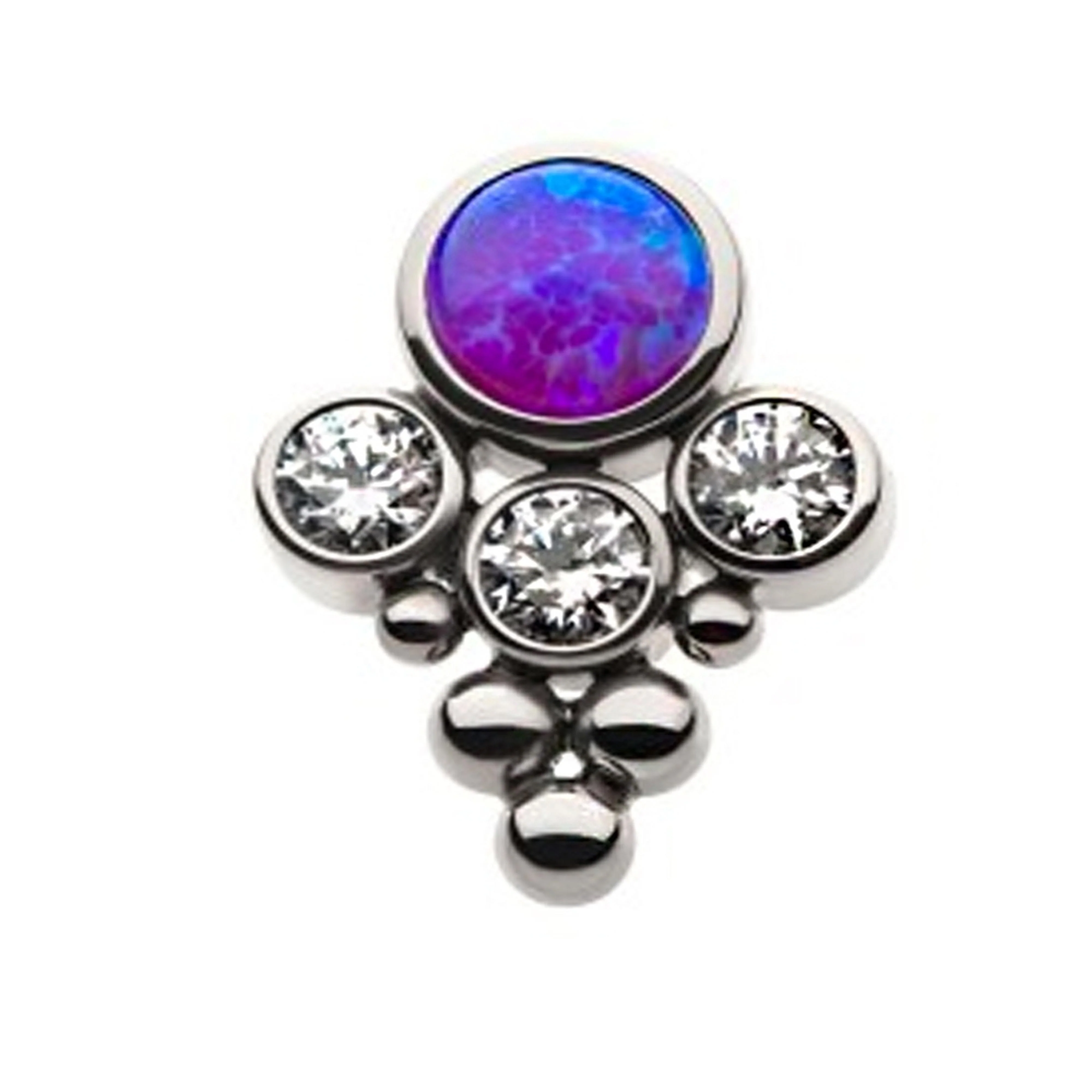 Rival Purple Opalite X Clear CZ Titanium Threadless Top