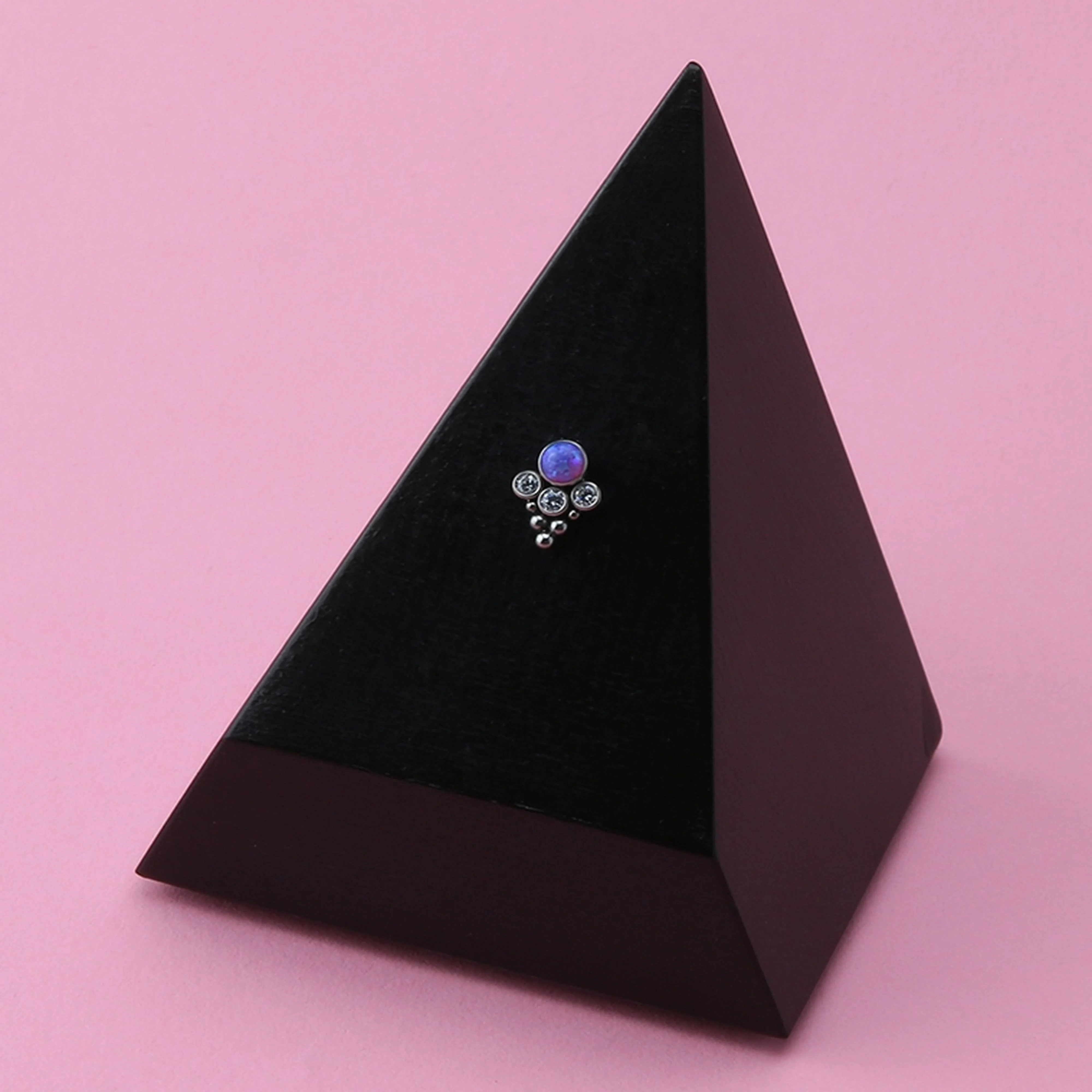 Rival Purple Opalite X Clear CZ Titanium Threadless Top - Image 3