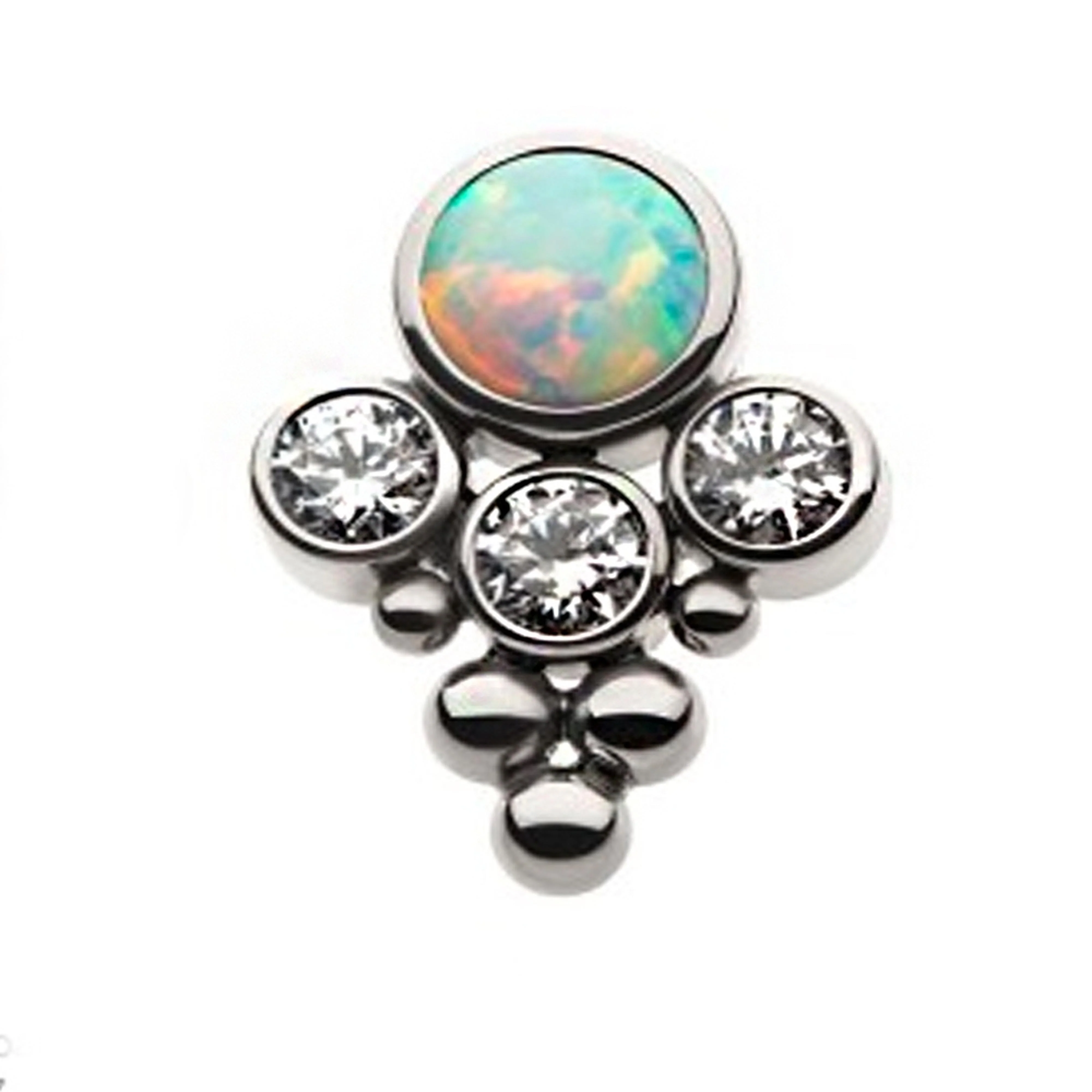 Rival White Opalite X Clear CZ Titanium Threadless Top