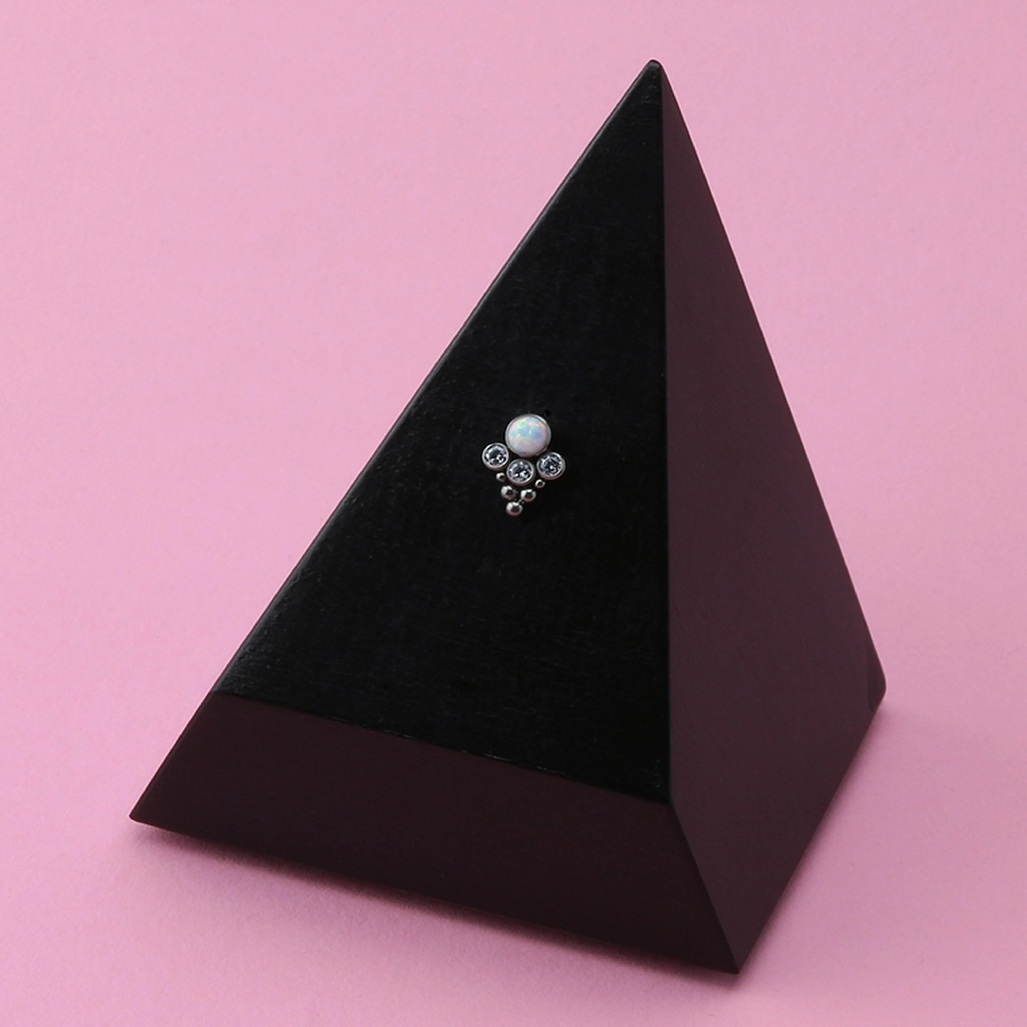 Rival White Opalite X Clear CZ Titanium Threadless Top - Image 3