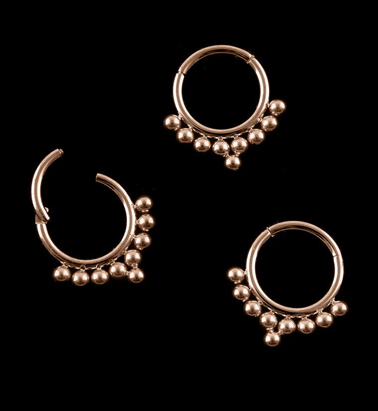 Rose Gold Anodized Beaded Row Hinged Segment Ring