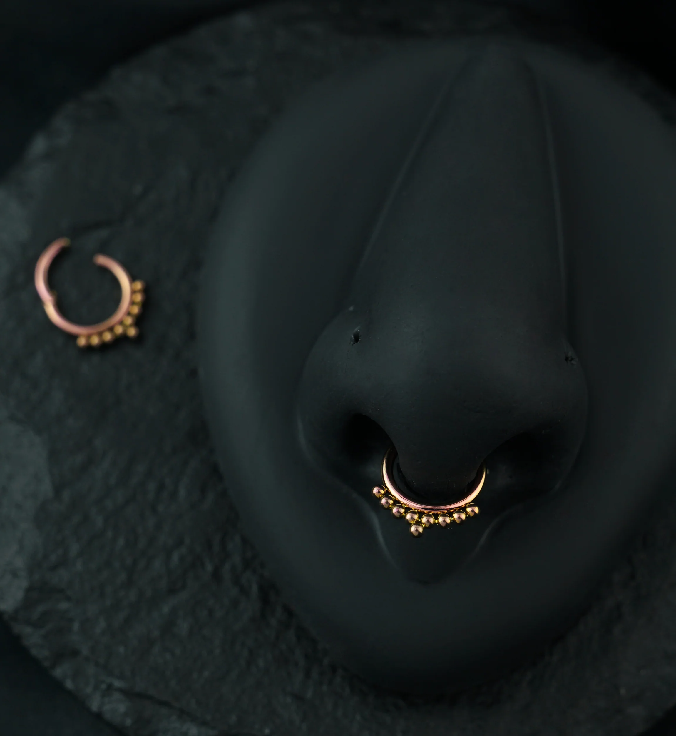 Rose Gold Anodized Beaded Row Hinged Segment Ring - Image 2