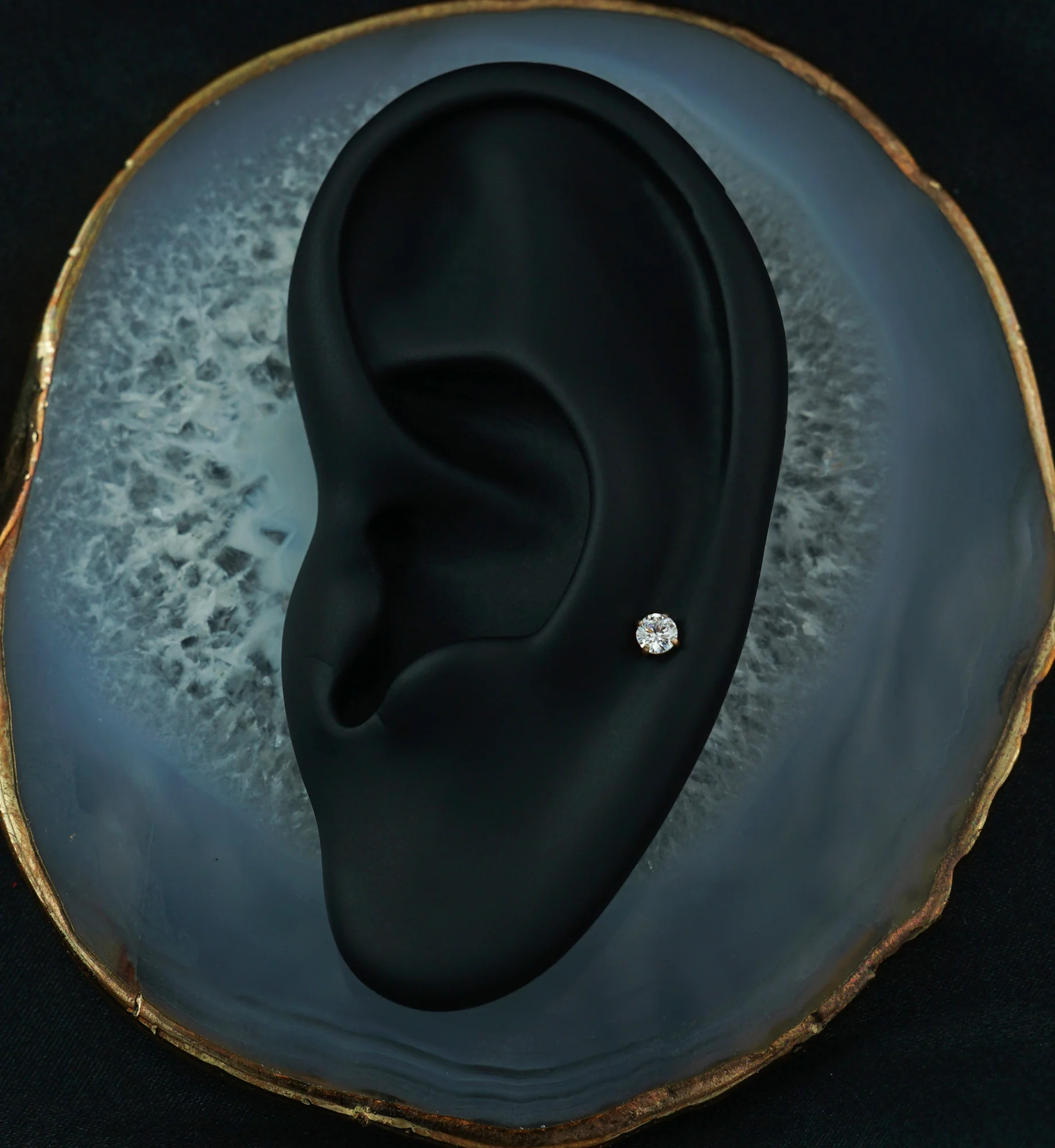 Rose Gold CZ Prong Titanium Internally Threaded Labret - Image 2