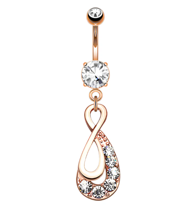 Rose Gold PVD Infinity CZ Belly Button Ring