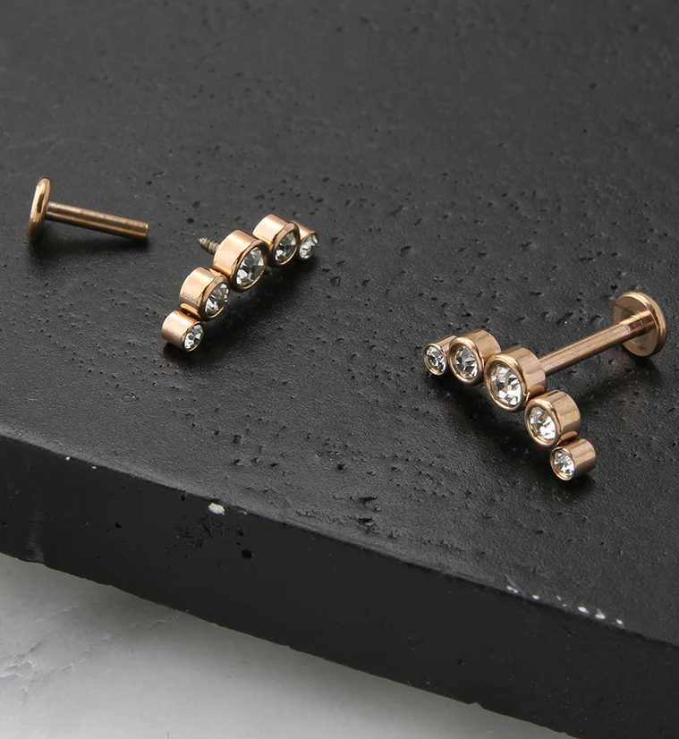 Rose Gold PVD Arch CZ Labret Post - Image 2