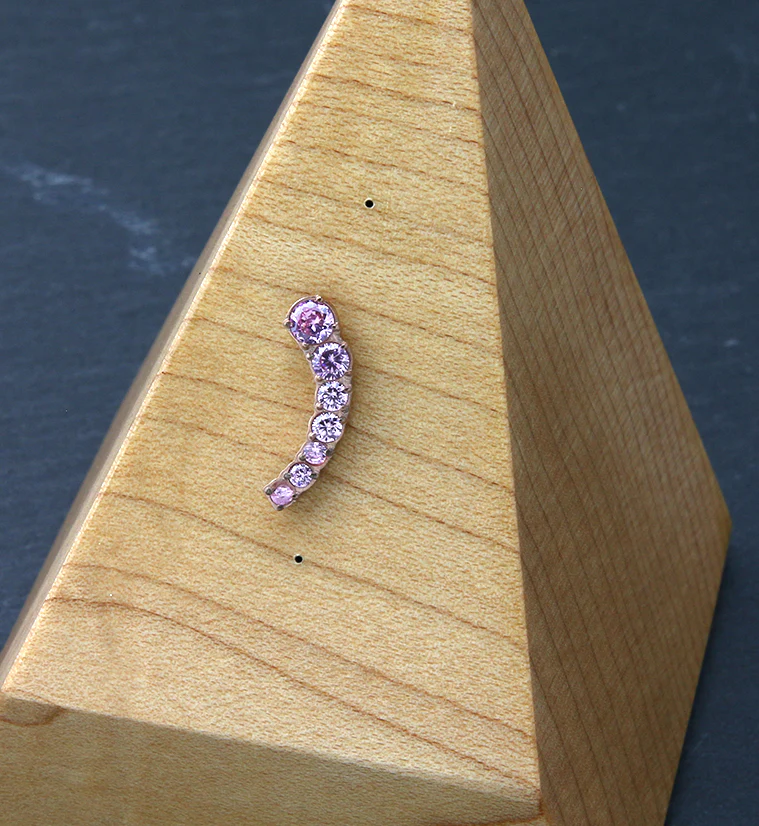 Rose Gold PVD Ascend Pink CZ Threadless Titanium Top - Image 2
