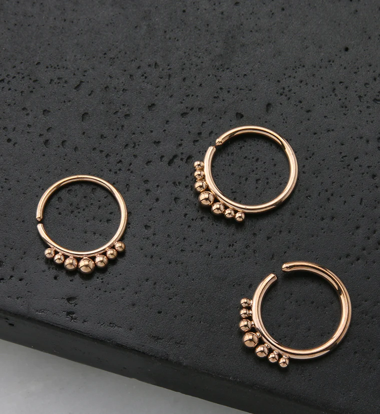 Rose Gold PVD Beaded Annealed Seamless Hoop Ring - Image 2