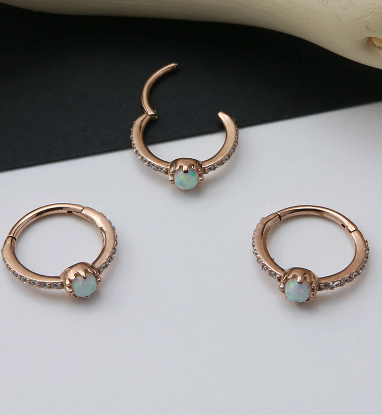 Rose Gold PVD Center Opal Hinged Segment Ring - Image 2